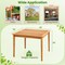 Natural Acacia Wood 4-Person Patio Dining Square Table with Umbrella Hole